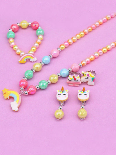 Mia Belle Girls Unicorn Pearl Jewelry 6-Piece Set | Girls Accessories