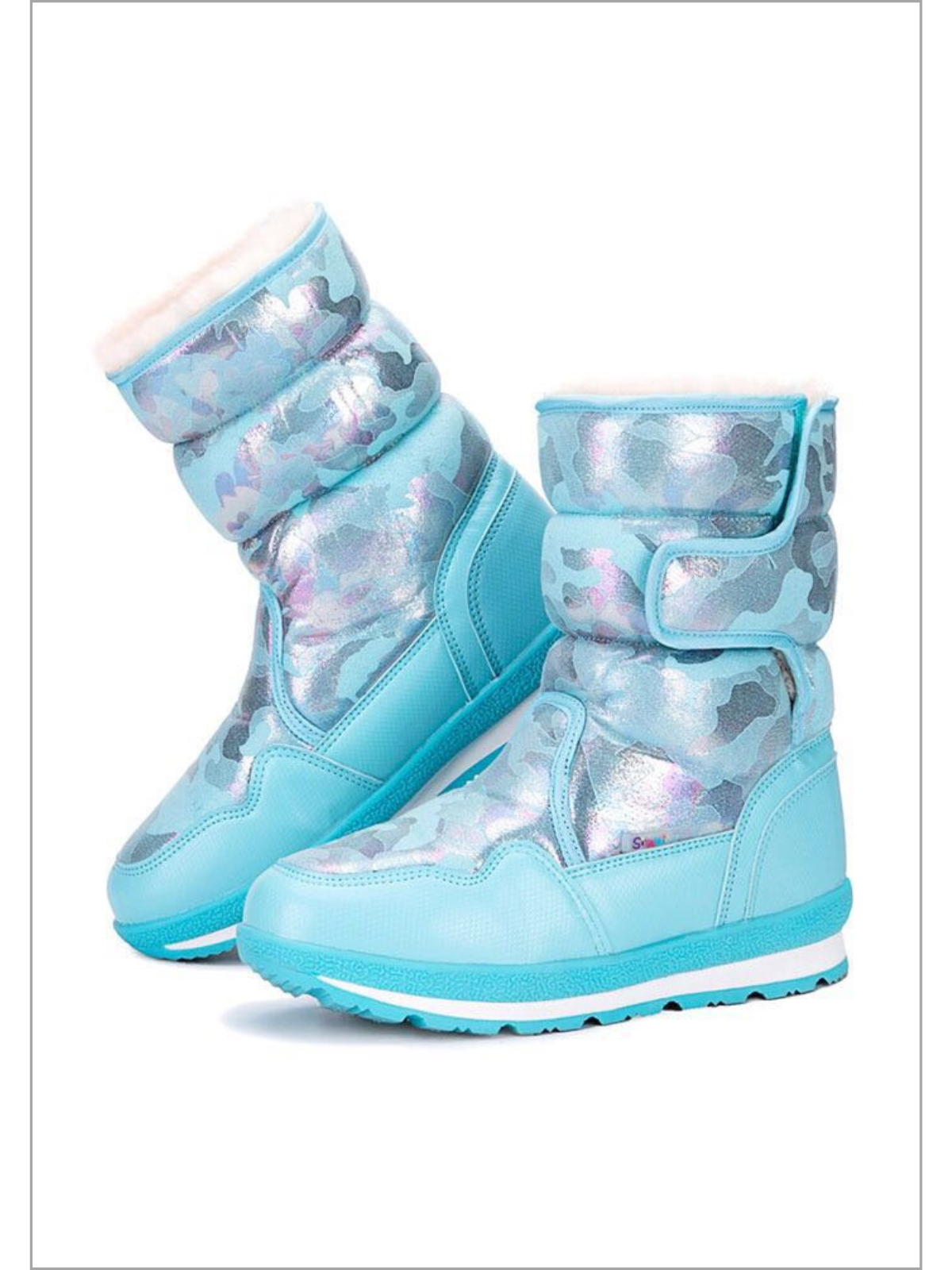 Girls Shoes By Liv and Mia | Blue Metallic Camo Anti Skid Winter Boots