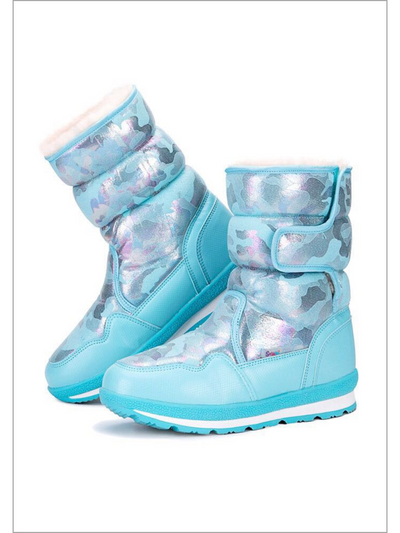 Girls Shoes By Liv and Mia | Blue Metallic Camo Anti Skid Winter Boots