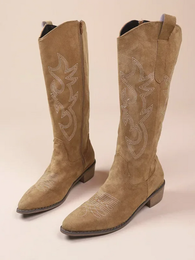 Mia Belle Girls Faux Suede Embroidered Cowgirl Boots | Women's Shoes