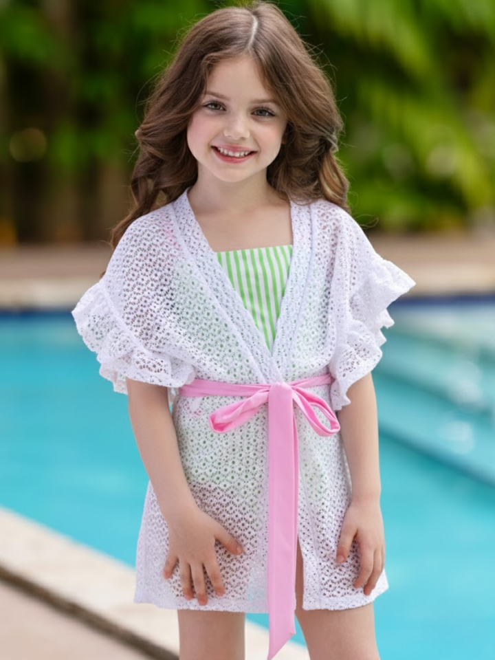 Crochet Lace Kimono Swimsuit Cover-Up