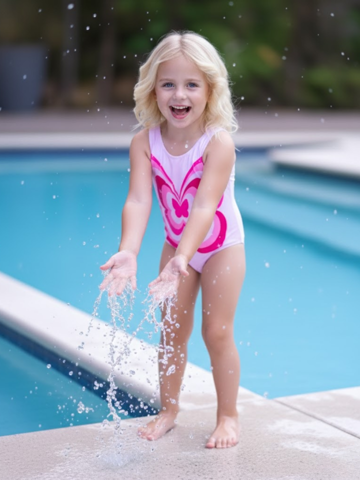 Butterfly Bloom Y2K Pink One-Piece Swimsuit