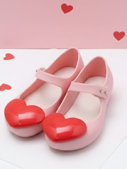 Big Heart Pink Jelly Flats by Liv and Mia