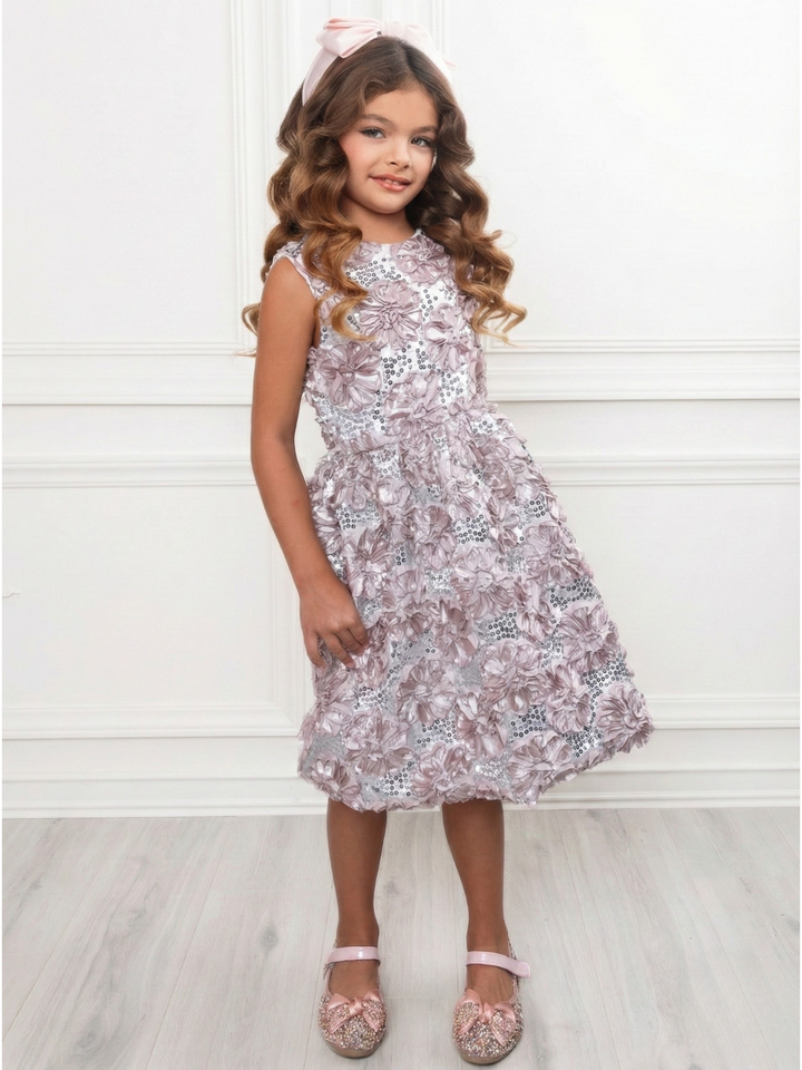 Dazzling Silver Petal Princess Tank Dress