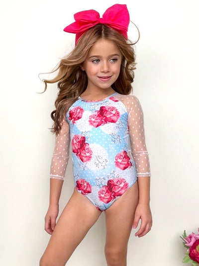 Toddler Rash Guard Swimsuit | Girls Floral One Piece Swimsuit