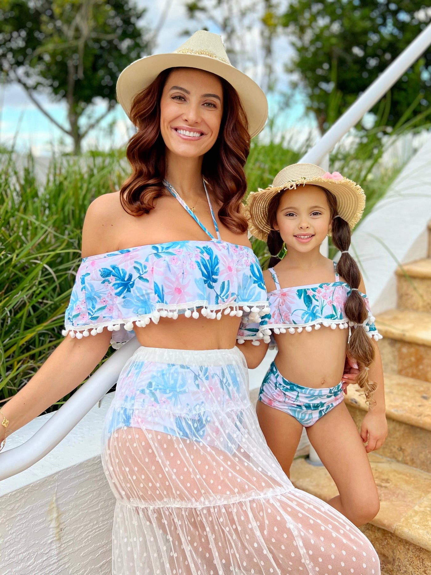Mommy And Me Swimwear  Matching Tropical Print Two Piece Swimsuit – Mia  Belle Girls