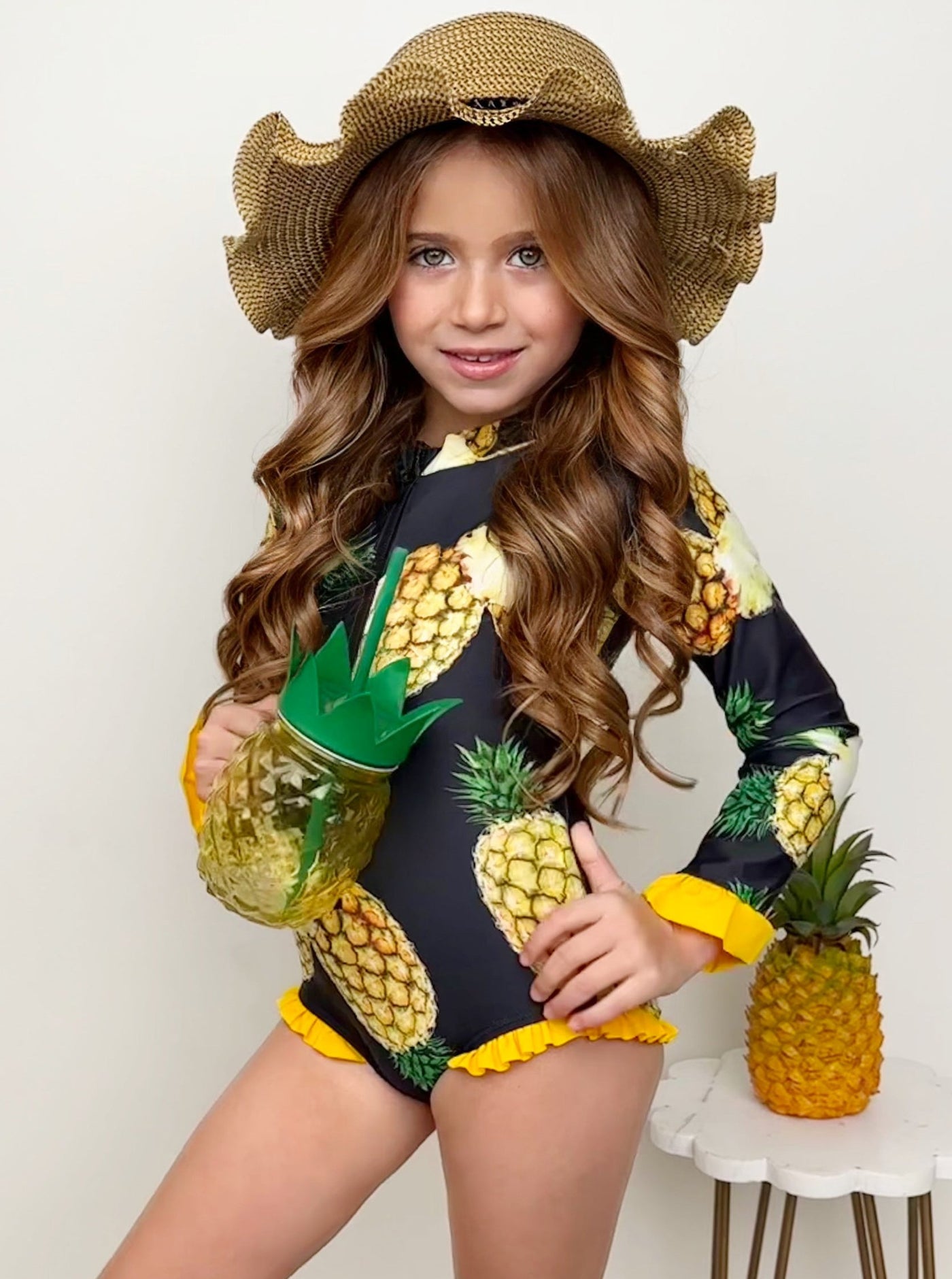 Toddler Swimwear | Little Girls Pineapple Rash Guard Swimsuit