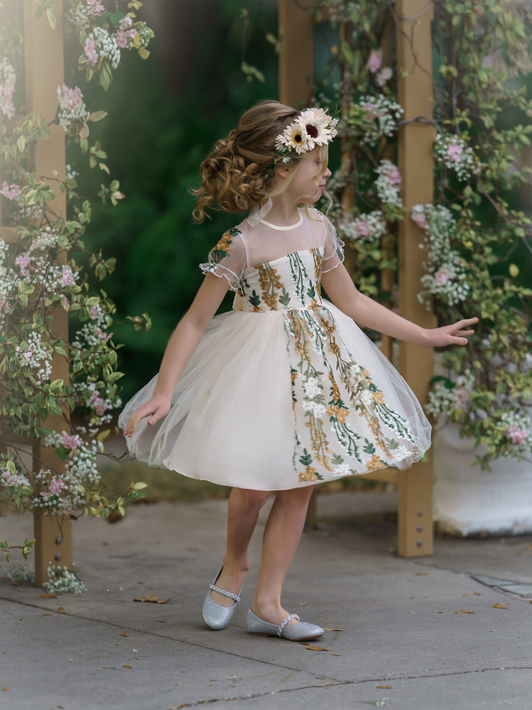 Cherished Floral Embroidered Tulle Dress
