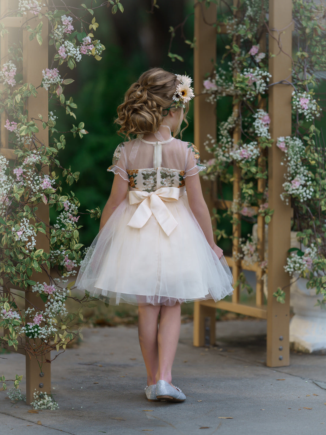 Cherished Floral Embroidered Tulle Dress