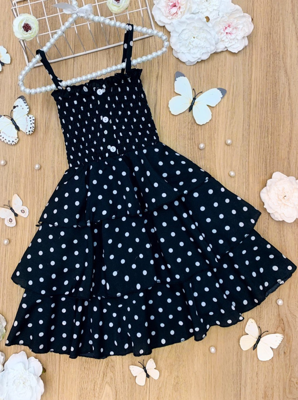 Toddler Spring Dresses | Little Girls Polka Dot Tiered Ruffle Dress Mia Belle Girls Toddler Spring Dresses | Little Girls Polka Dot Tiered Ruffle Dress Mia Belle Girls