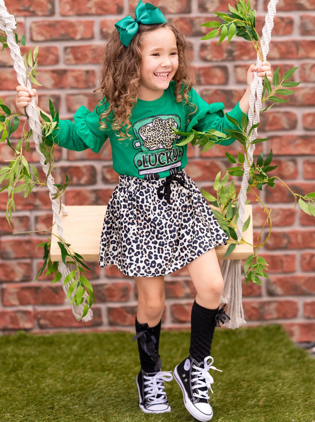 Lucky Leopard Truck Skirt Set – Mia Belle Girls - Main Image