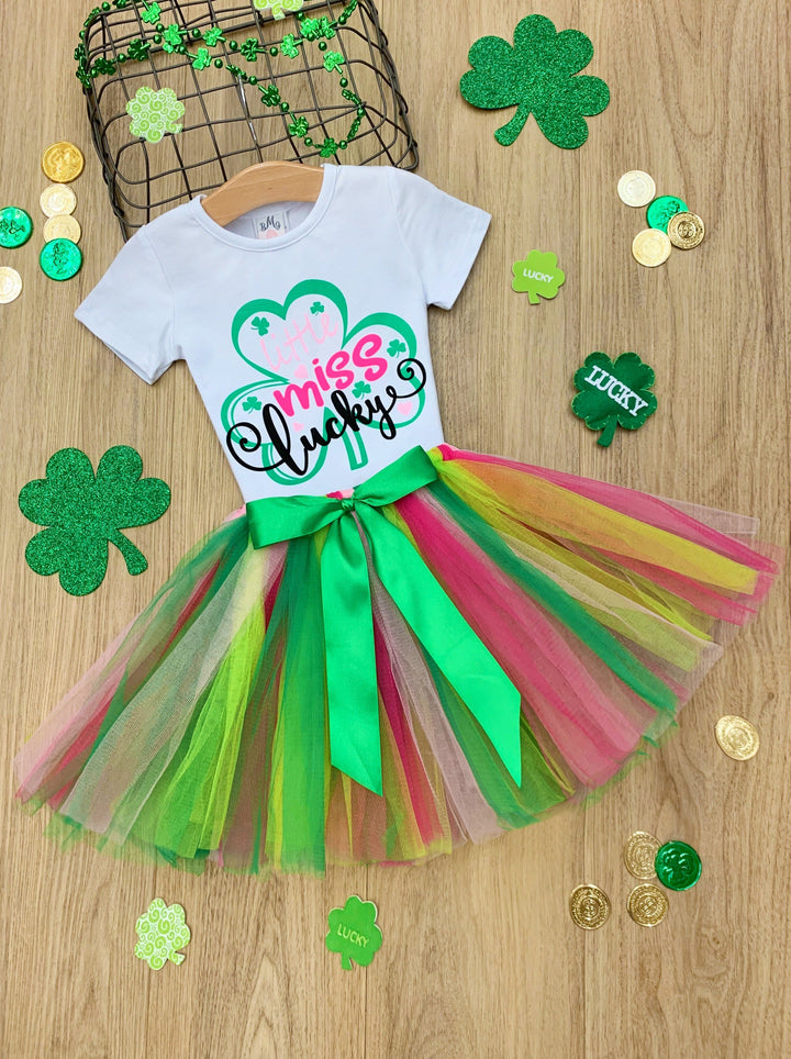 St. Patrick's Day Clothes | Little Miss Lucky Clover Top & Tutu Set