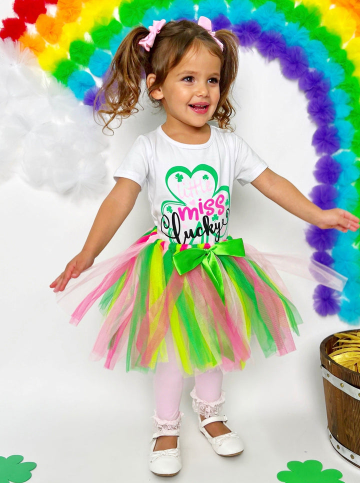 St. Patrick's Day Clothes | Little Miss Lucky Clover Top & Tutu Set