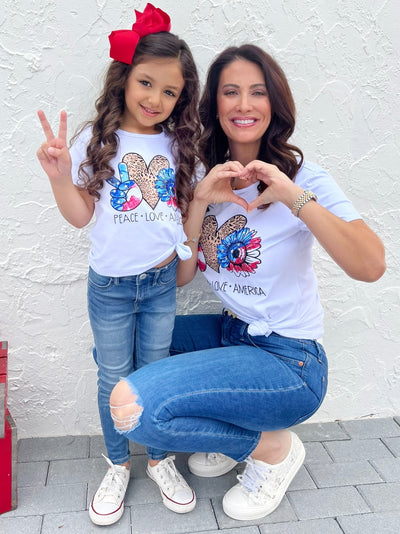 Mommy And Me Peace Love America Top | Mia Belle Girls 4th Of July Top