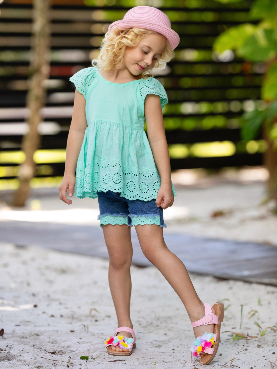 Little Miss Sunshine Top and Denim Shorts Set