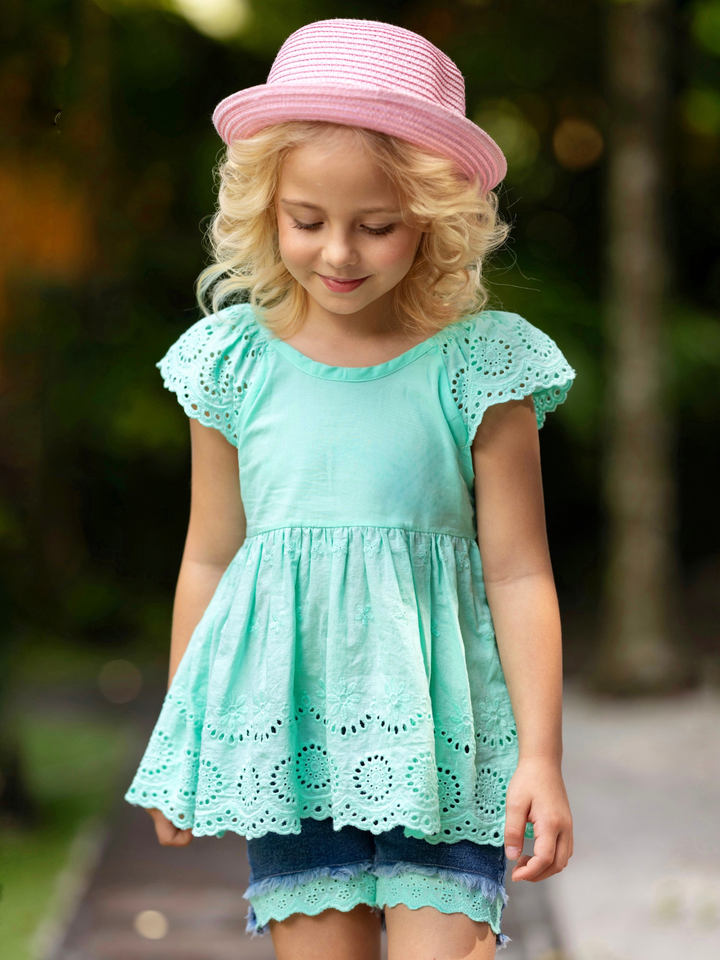 Little Miss Sunshine Top and Denim Shorts Set