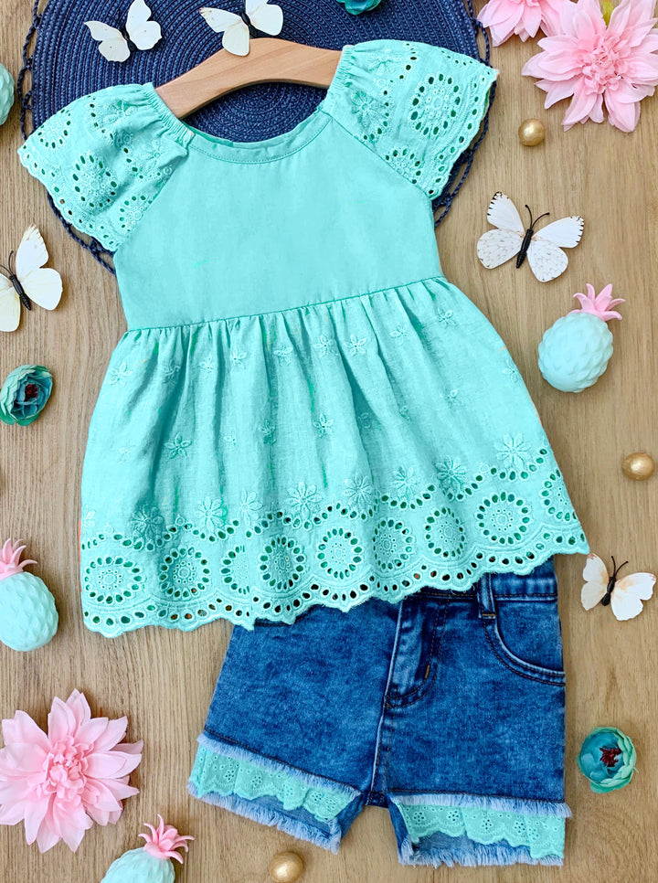 Little Miss Sunshine Top and Denim Shorts Set