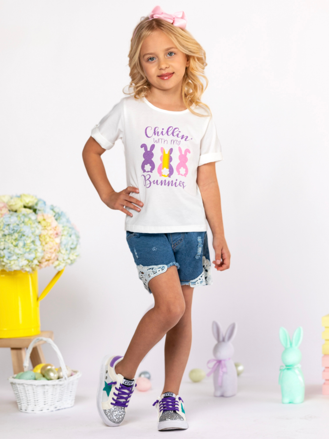 Chillin’ with My Bunnies Easter Graphic T-Shirt