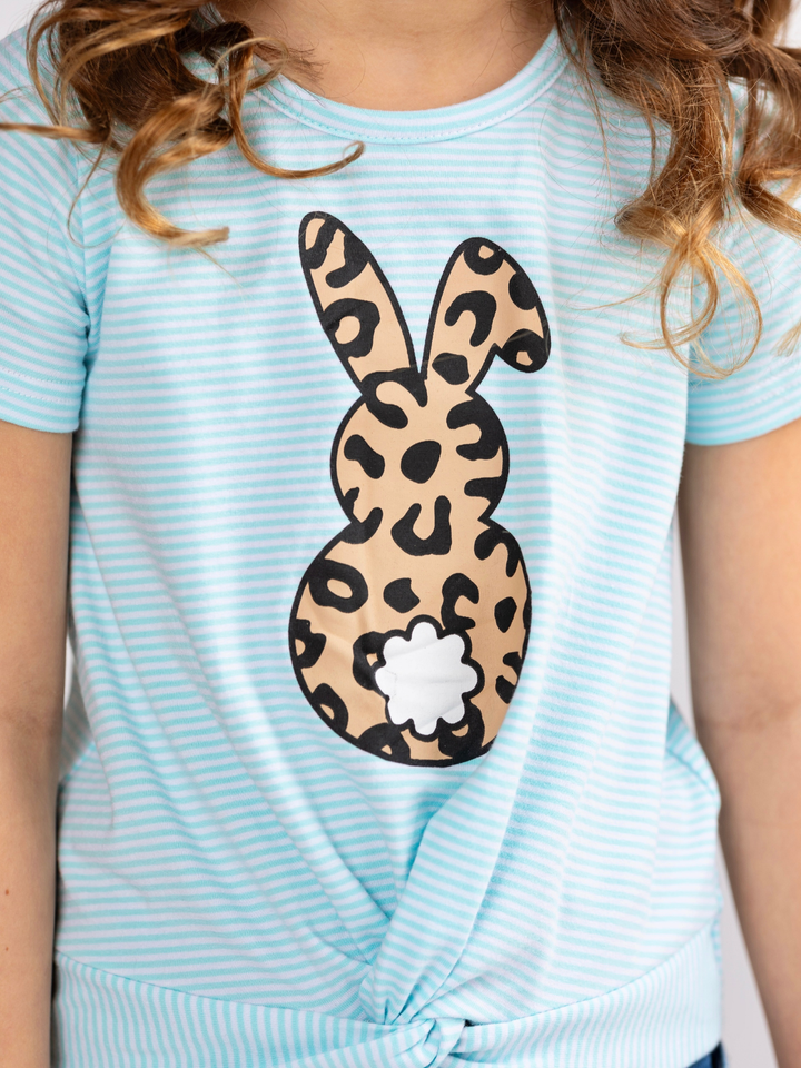 Leopard Bunny Stripe Easter Short Set