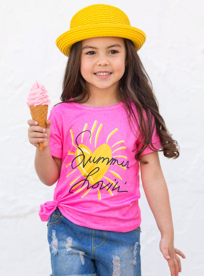 Toddler Summer Tops | Girls Short Sleeve Summer Lovin' Graphic Tee