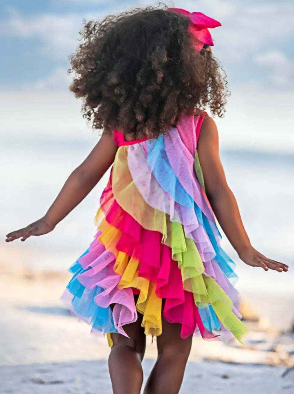 Cascading Rainbow Ruffle Dress Rainbow / 4T/5Y Cascading Rainbow Ruffle Dress Rainbow / 4T/5Y