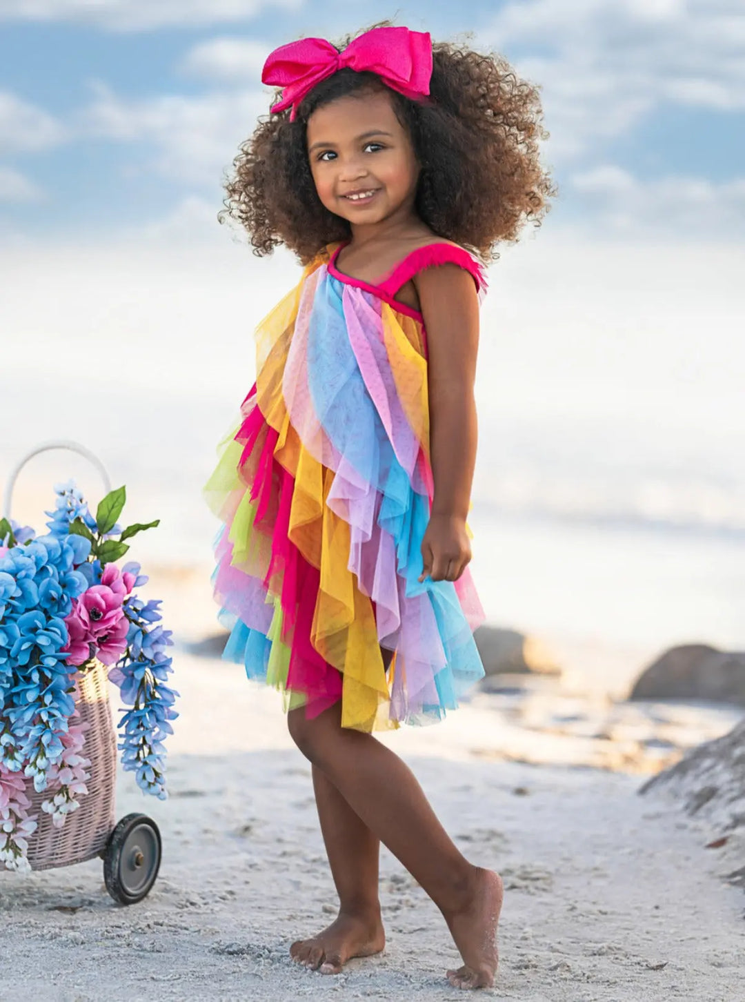 Cascading Rainbow Ruffle Dress Rainbow / 4T/5Y Cascading Rainbow Ruffle Dress Rainbow / 4T/5Y