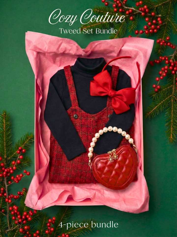 Cozy Couture Holiday Tweed 4-Piece Outfit Gift Set