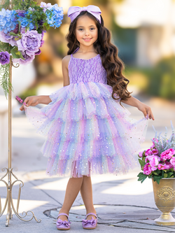 Springtime Fairy Lace and Stars Tiered Tutu Dress