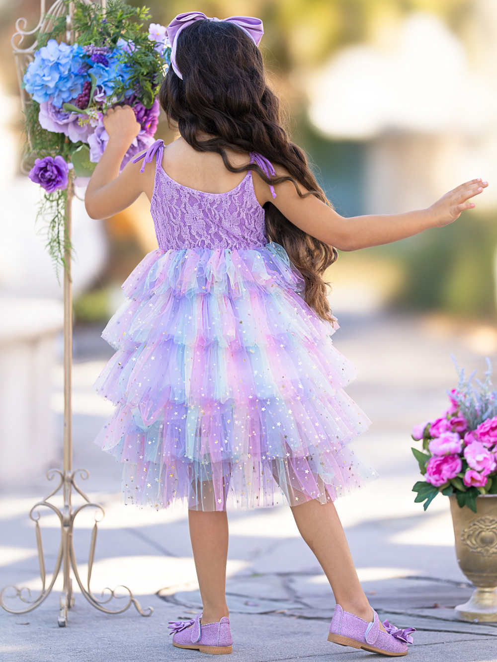 Springtime Fairy Lace and Stars Tiered Tutu Dress