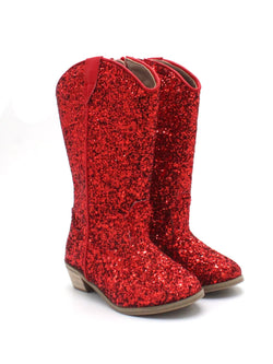 Sparkle and Shine Red Cowboy Boots by Liv and Mia