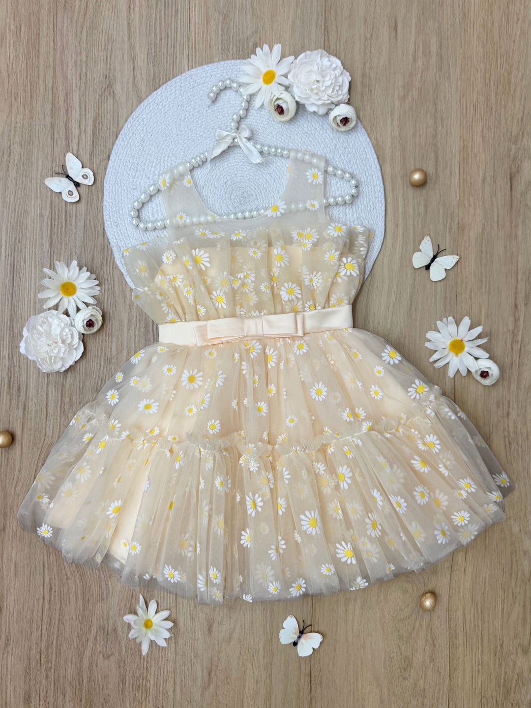 Sunshine Daisy Embroidered Floral Tutu Dress