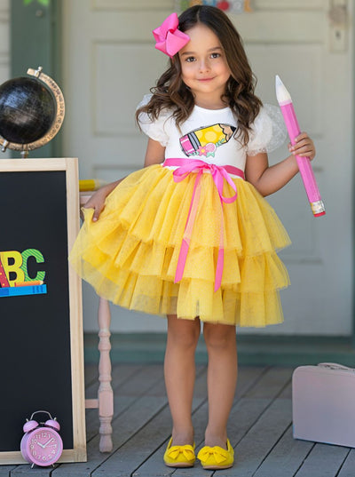 Mia Belle Girls Puff Sleeve Tutu Dress | Back To School Dresses