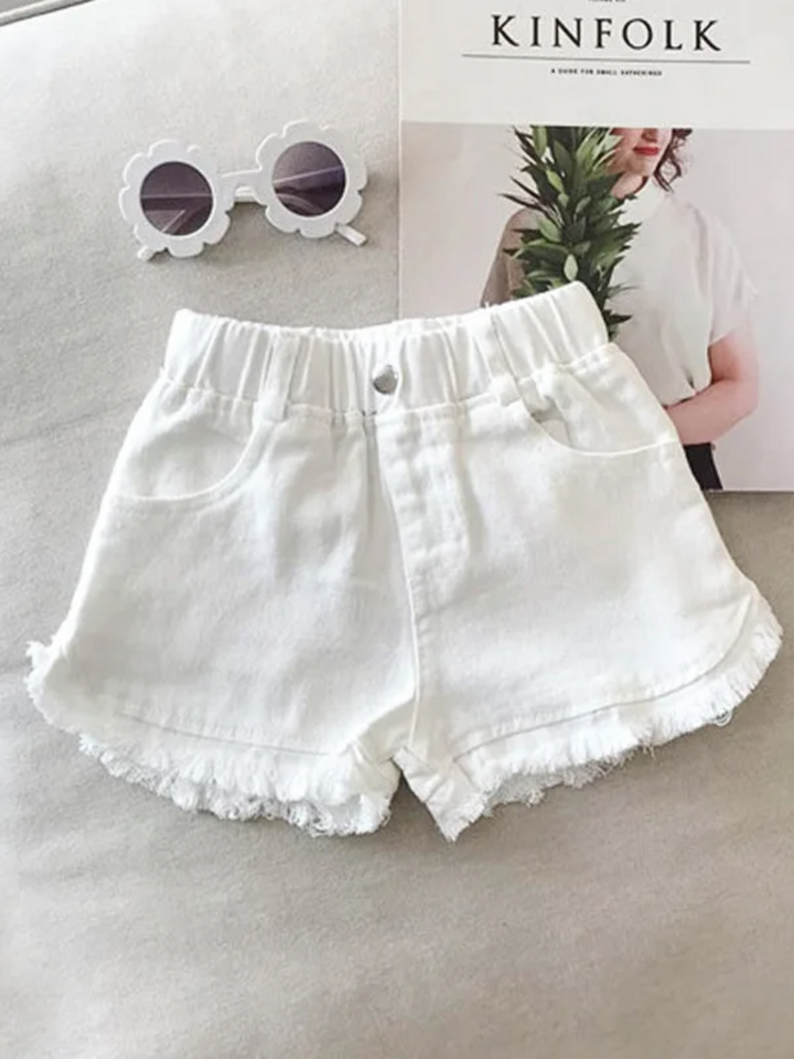 Casual Frayed Hem Denim Shorts