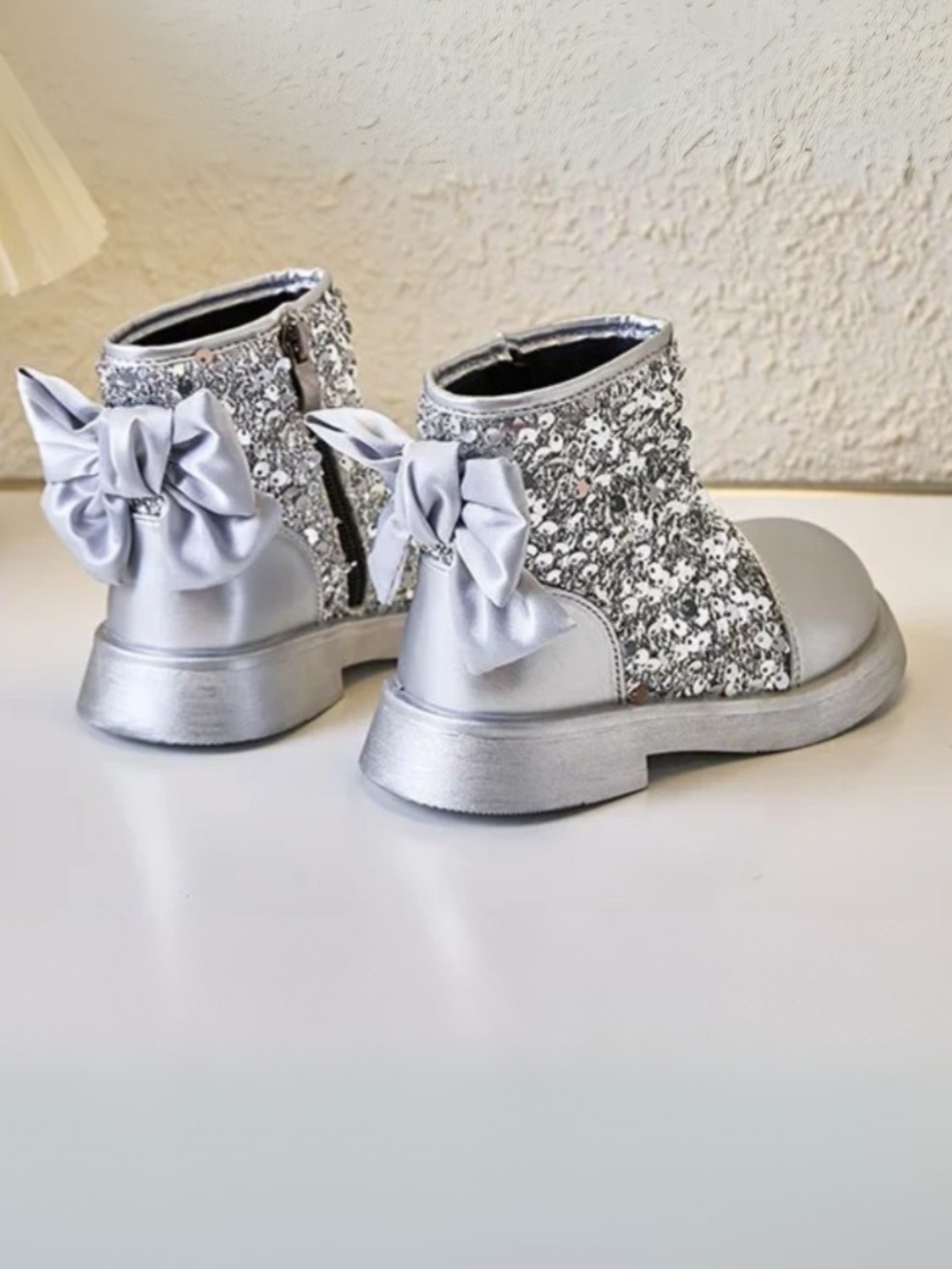Glitter Glam Sequin Bow Ankle Boots