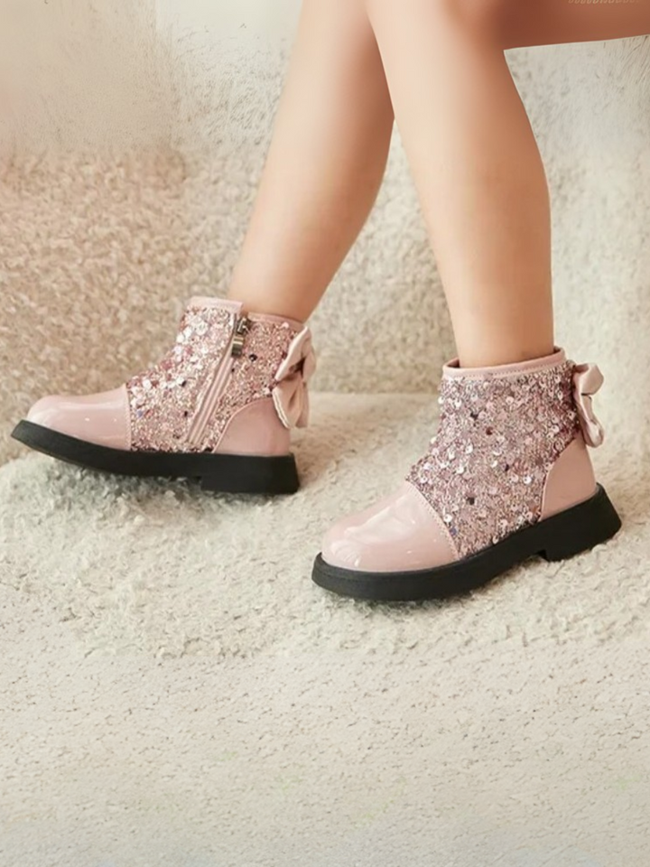 Glitter Glam Sequin Bow Ankle Boots