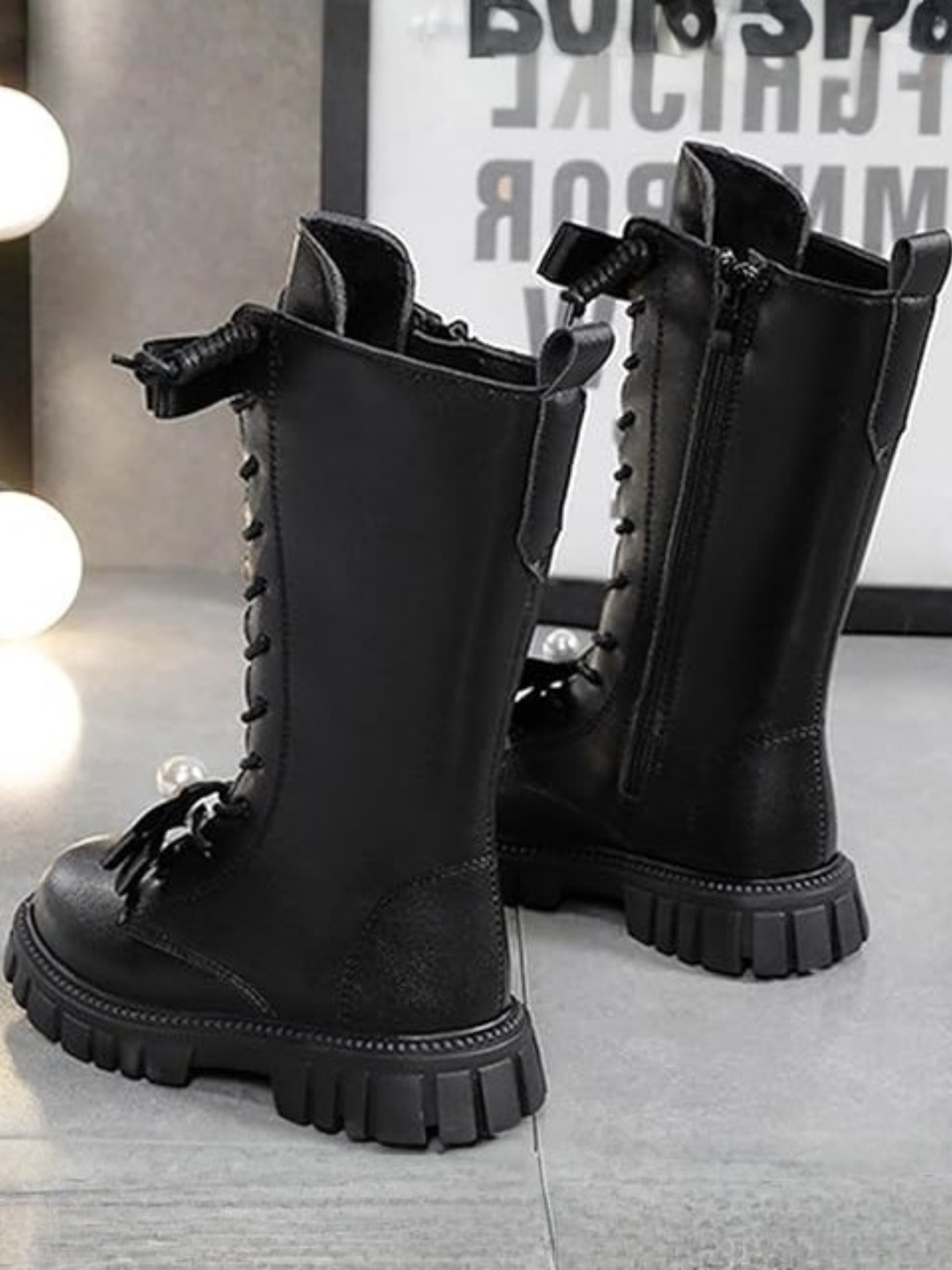 Chic Bow Leather Mid-Calf Boots