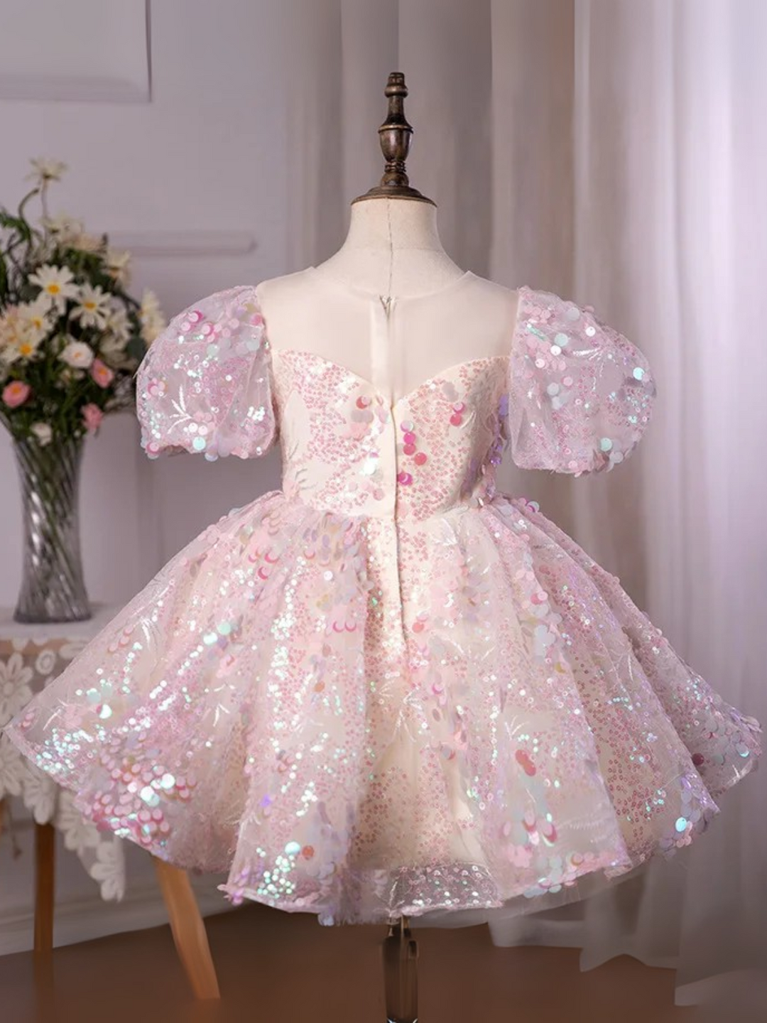 Pink Sequin Magic Mini Special Occasion Dress Pink / 3T Pink Sequin Magic Mini Special Occasion Dress Pink / 3T