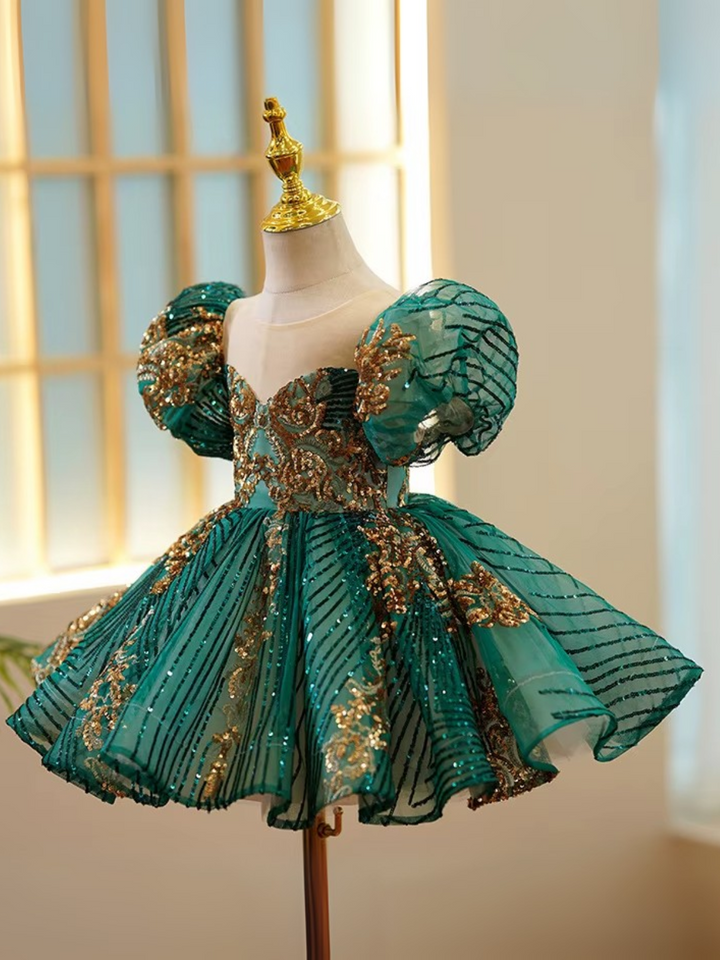 Enchanting Sequin Puff Sleeve Special Occasion Dress