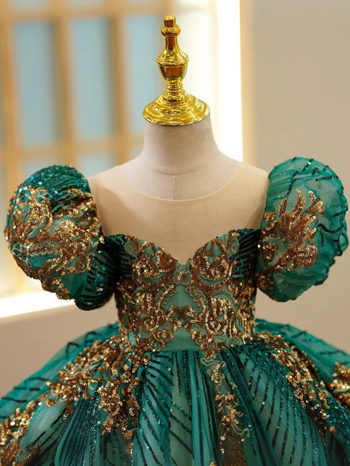 Enchanting Sequin Puff Sleeve Special Occasion Dress