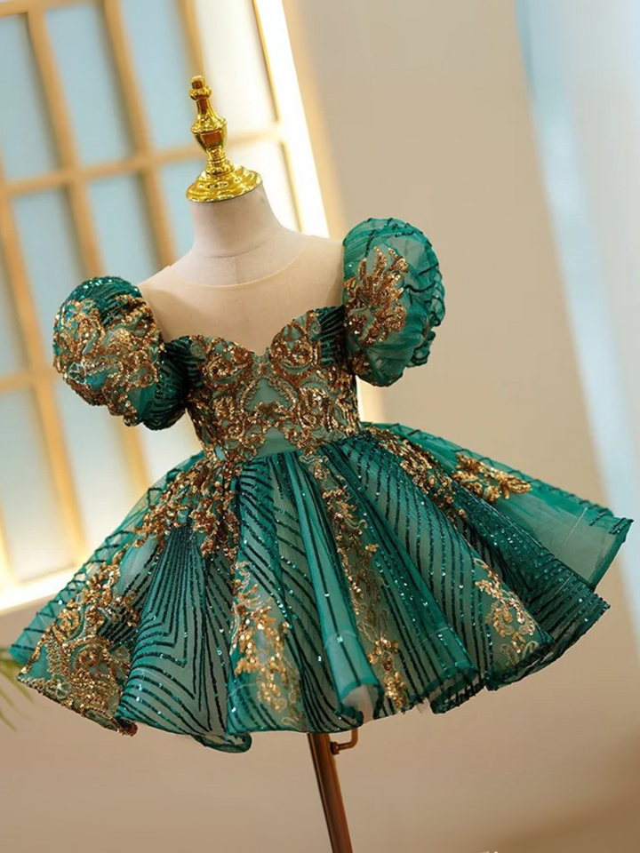 Enchanting Sequin Puff Sleeve Special Occasion Dress