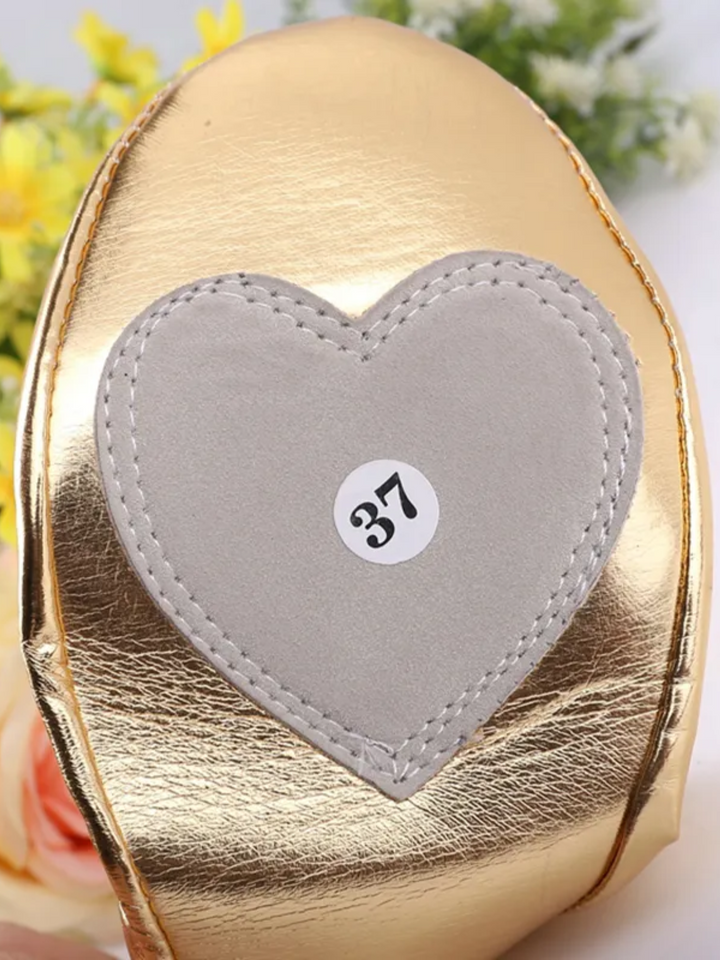 Gold Bowknot Leather Ballet Flats