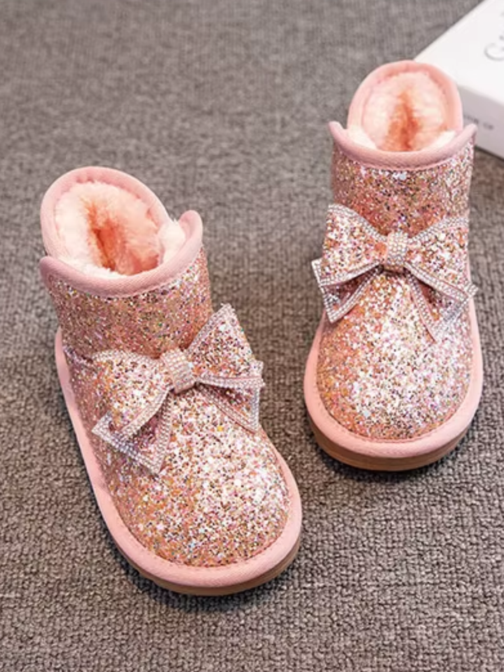 Sparkle Bow Glitter Boots