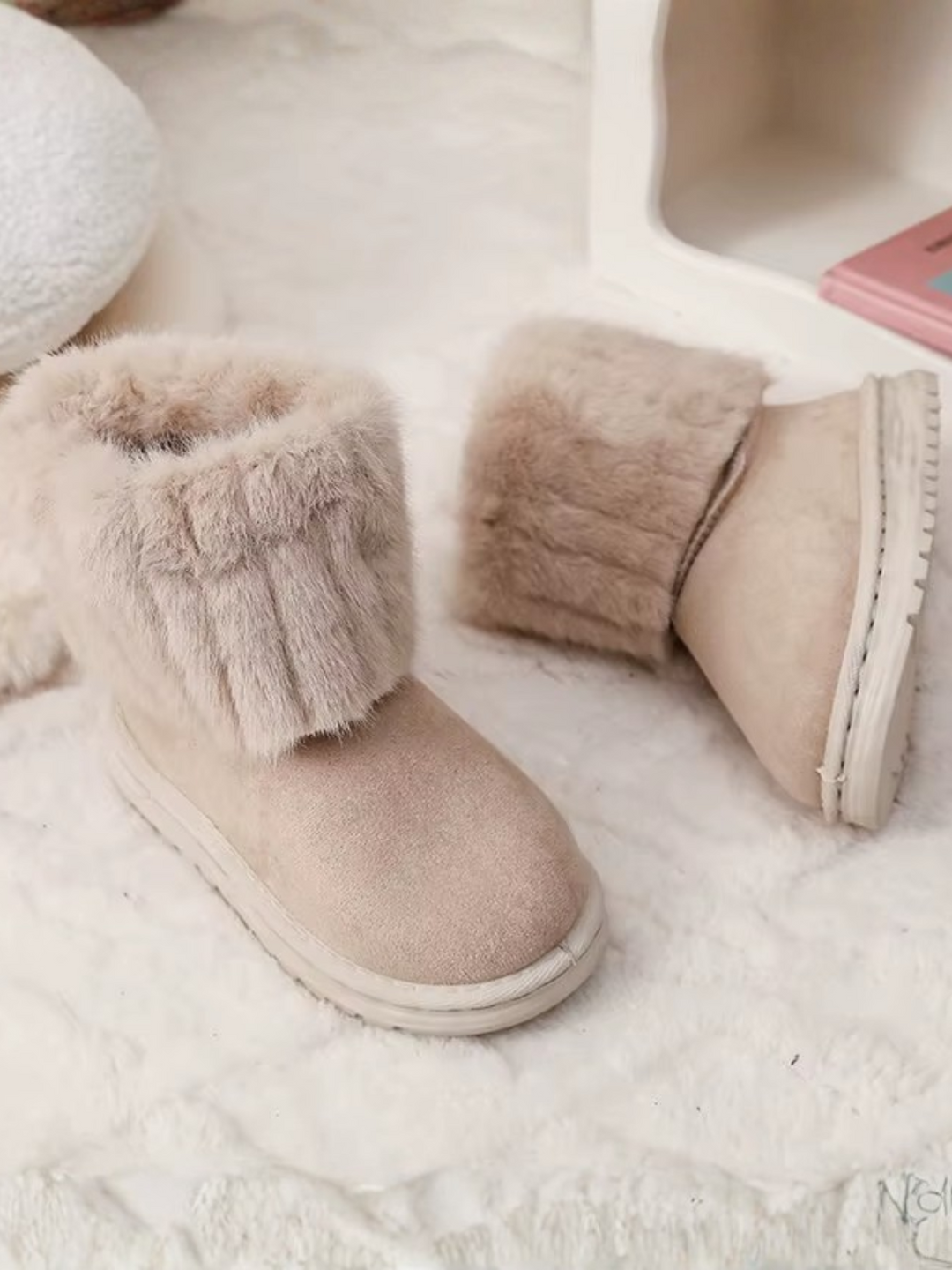 Cozy Taupe Faux Fur-Lined Boots