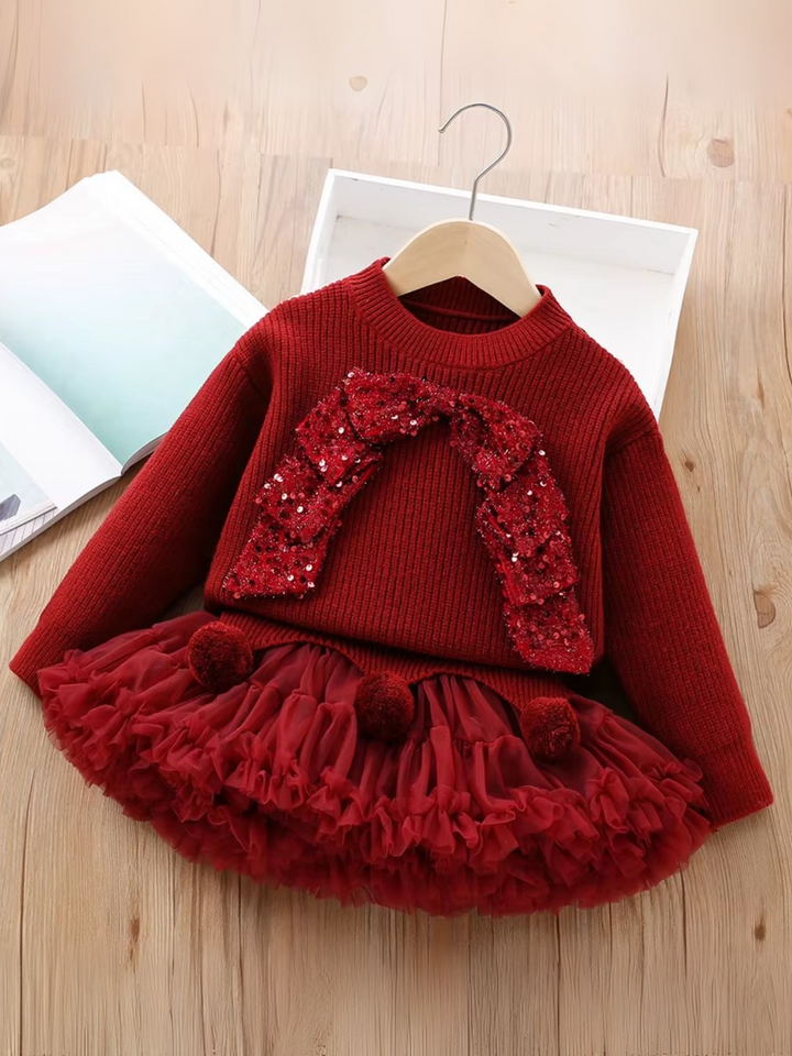 Holly Jolly Knitted Sweater and Skirt Set