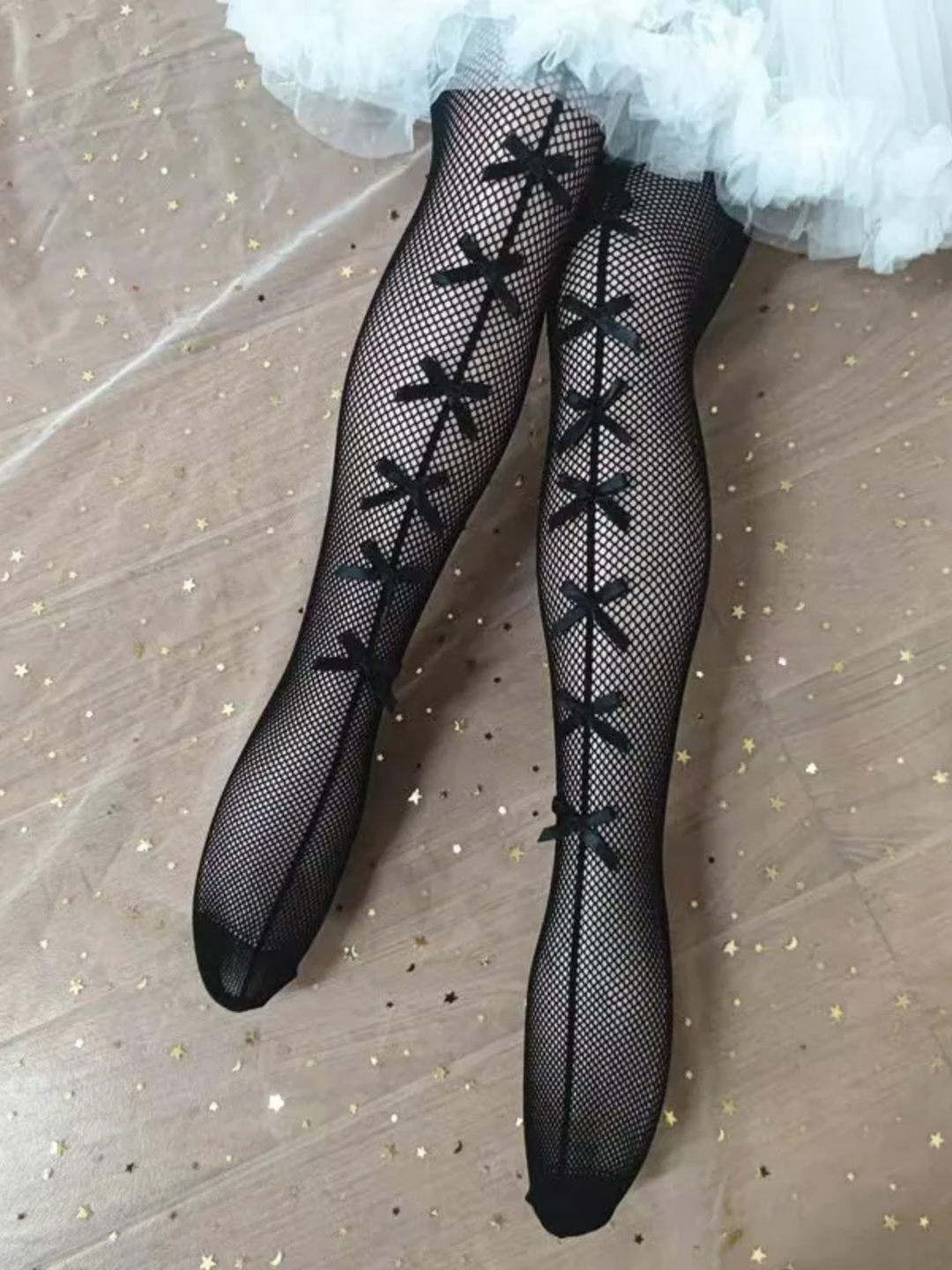 Girls Bow Fishnet Tights