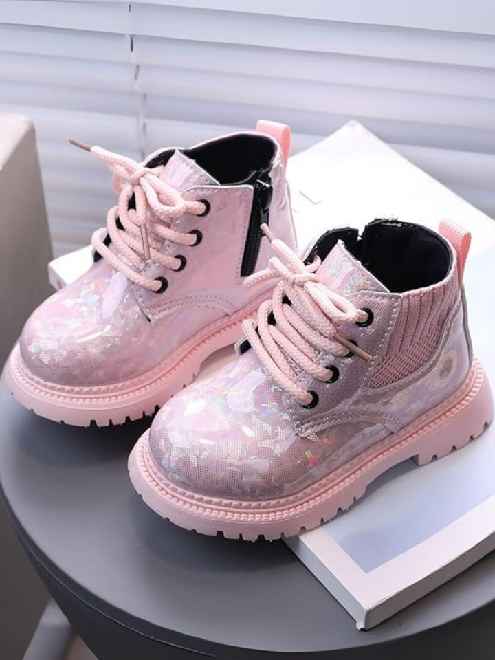 Shiny Chic Holographic Combat Boots
