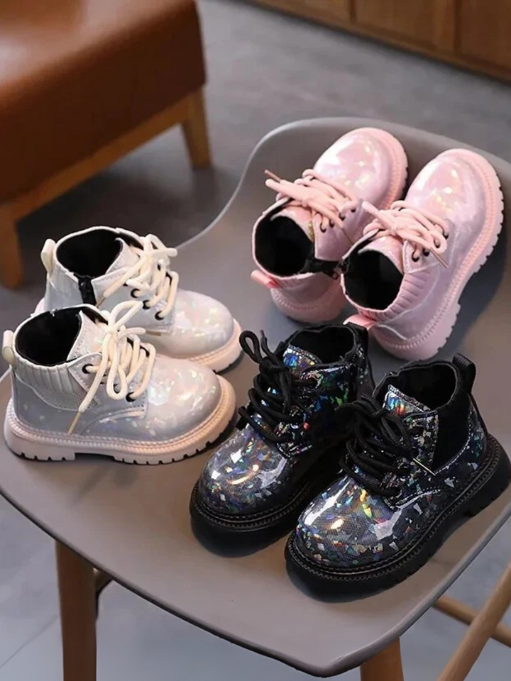 Shiny Chic Holographic Combat Boots