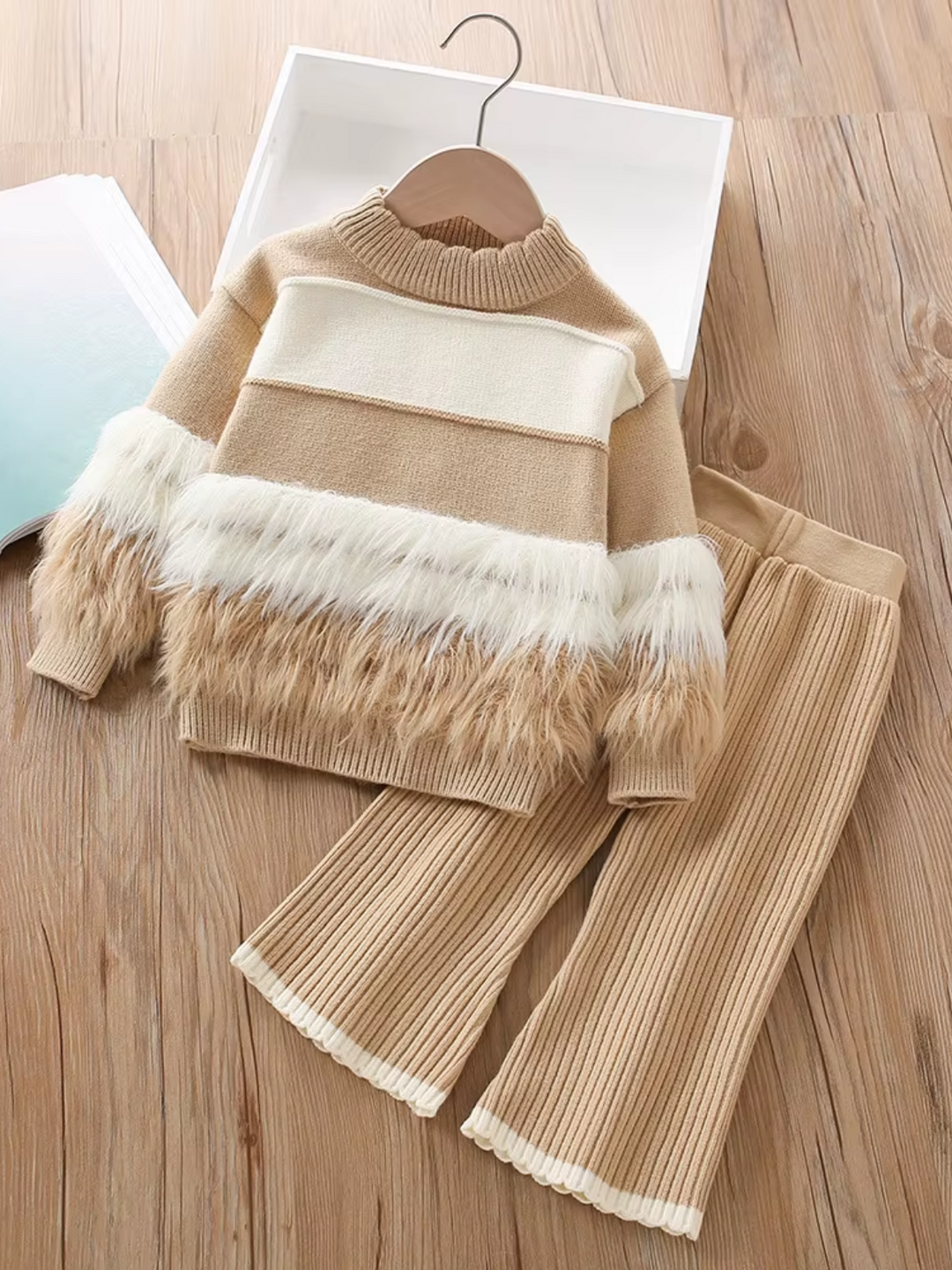 Striped Cozy Knit Sweater and Flare Pant Set