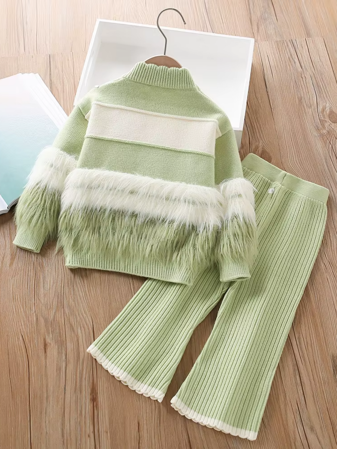 Striped Cozy Knit Sweater and Flare Pant Set