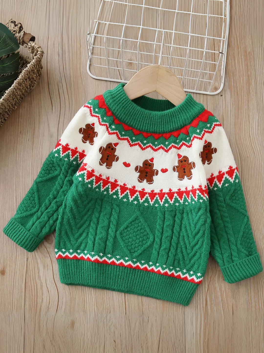 Plush Gingerbread Knit Christmas Sweater